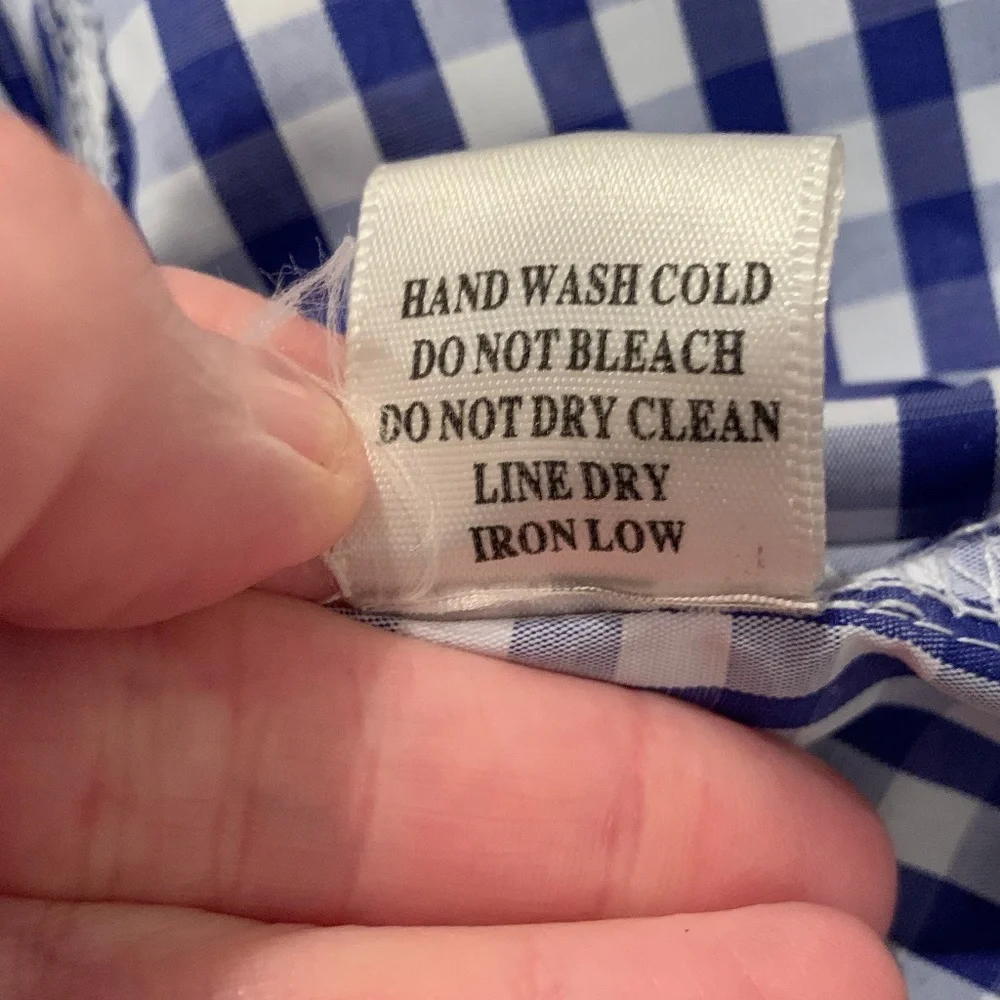 Fashion Nova V-neck Wrap Top Blue and White Gingham Print Medium - Picture 6 of 6
